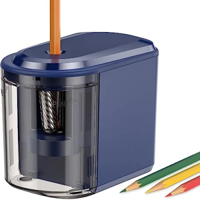 Afbeelding van Elektrische puntenslijper met sterker spiraalvormig lemmet en automatische uitschakeling voor kleurpotloden van 6 tot 8 mm nr. 2 / op batterijen werkende USB klaslokaal, kantoor,