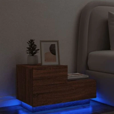 Afbeelding van vidaXL Nachtkastje met LED verlichting 70x36x40,5 cm bruin eikenkleur