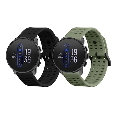 Afbeelding van kwmobile 2x horlogebandjes geschikt voor Suunto 9 peak Pro/ / 5 Vertical bandje Smartwatch bandjes van TPU Activity tracker horloge band in zwart pastelgroen