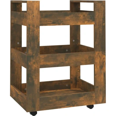 Afbeelding van vidaXL Keukentrolley 60x45x80 cm bewerkt hout gerookt eikenkleurig
