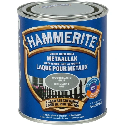 Afbeelding van Hammerite Metaallak Hoogglans Grijs 0.75L