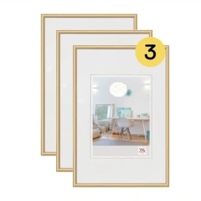 Afbeelding van walther design KV318G3 New Lifestyle kunststof fotolijst, 13 x 18 cm, goud, 3 stuks