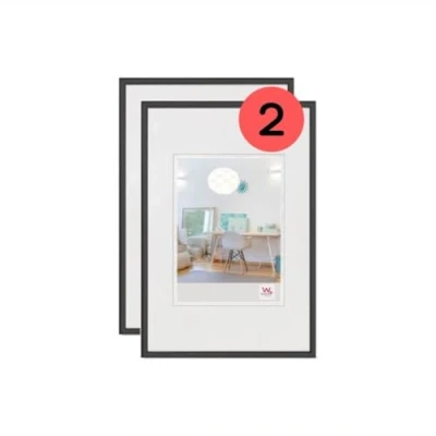 Afbeelding van walther design KV060BD New Lifestyle kunststof fotolijst, 50 x 60 cm, zwart, 2 stuks