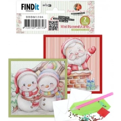 Afbeelding van Dotty Designs Mini Diamond Cards set Christmas Scenery