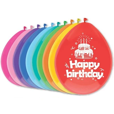 Afbeelding van Haza Ballonnen Happy Birthday verjaardag feest 10x stuks