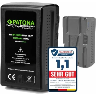 Afbeelding van PATONA Premium V Mount vervanging voor accu BP 190WS (13200mAh)