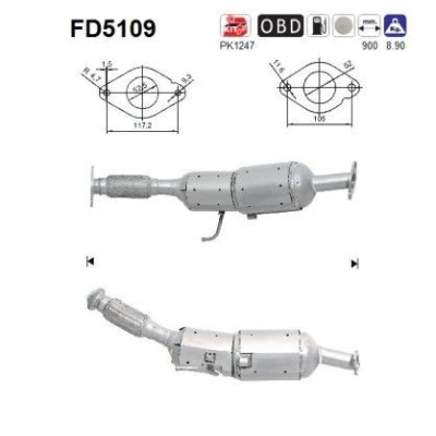 Afbeelding van AS FD5109 Roetfilter Euro 5 Cordieriet NISSAN: Qashqai / Qashqai+2 I