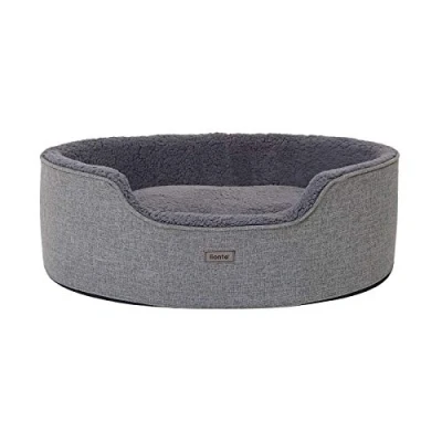 Afbeelding van lionto Hondenbed met omkeerbaar kussen, kattenbed, hondenbed, pluche, wasbaar, S, 73 x 60 cm, grijs