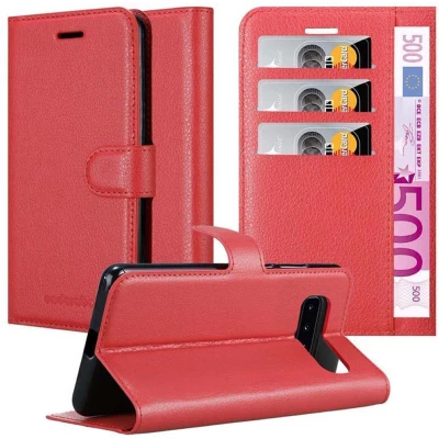 Afbeelding van Cadorabo Hoesje geschikt voor Samsung Galaxy S10 4G in KARMIJN ROOD Beschermhoes met magnetische sluiting, standfunctie en kaartvakje Book Case Cover Etui