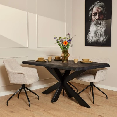 Afbeelding van Boomstamtafel Boston Black 160 cm