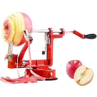 Afbeelding van Bugucat Appelschep met zuignap, 3 in 1 aardappelschiller krachtige vacuümbasis en cutter, professionele appelsnijder, appelschilmachine, appellezer, fruitsnijder