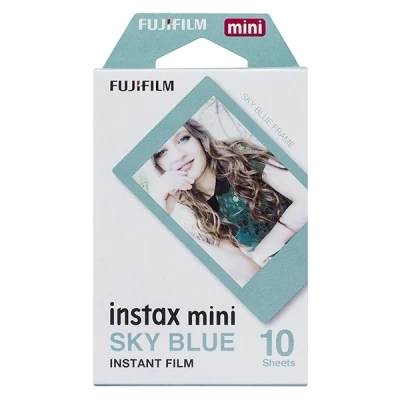 Image de Film Fujifilm Instax Mini Pack 10 Poses Couleur avec cadre bleu
