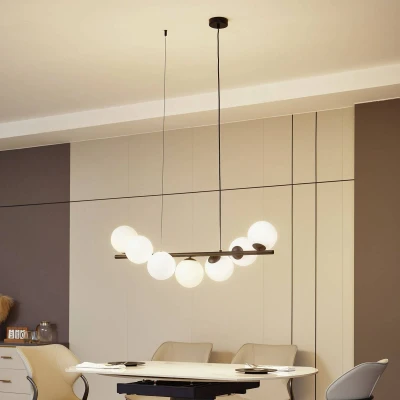 Afbeelding van Lucande hanglamp 7lichts Metaal, glas G9 matzwart, opaal