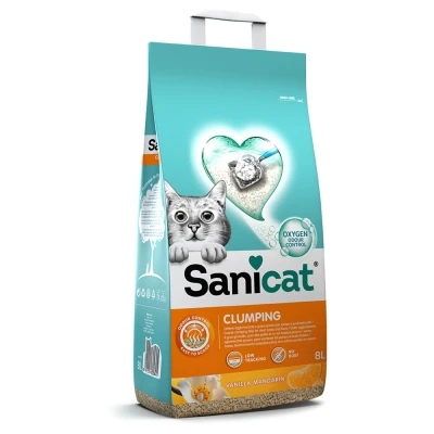 Afbeelding van 8l Sanicat Vanille &amp; Mandarijn Klonterende Kattenbakvulling