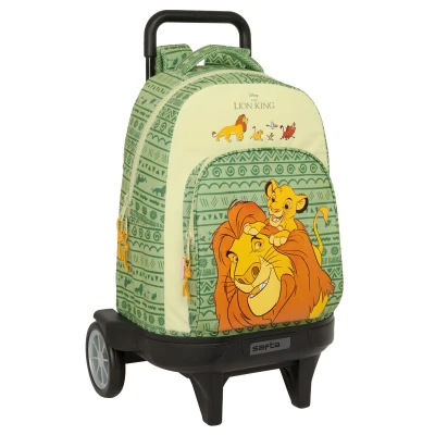 Afbeelding van Schoolrugzak met Wielen Mufasa Groen Beige 33 x 45 22 cm