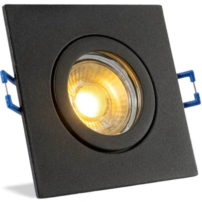 Afbeelding van IP44 LED Inbouwspot Selena badkamer of buiten Vierkante spot Zwart Extra Warm Wit 2700K 4 Watt Philips