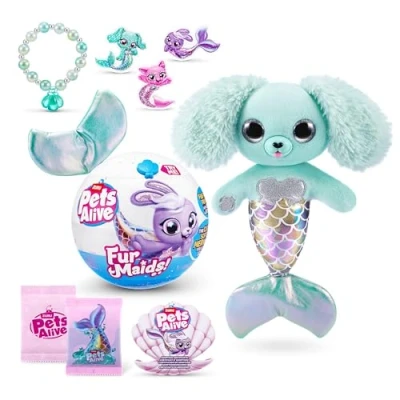 Afbeelding van Pets Alive Furmaids by ZURU Mermaid Plush Interactive Lights Sounds Girls Toy (Green Puppy)