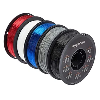 Afbeelding van Amazon Basics TPU filament voor 3D printers, diameter 1,75 mm, 1 kg per spoel, 5 verschillende kleuren