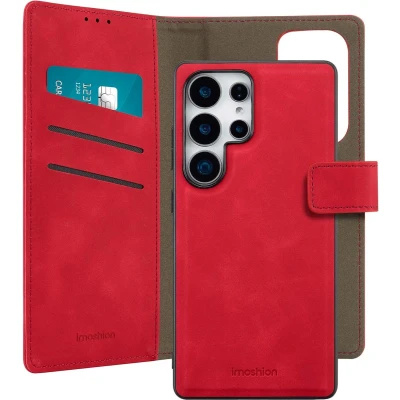 Afbeelding van imoshion Hoesje Geschikt voor Samsung Galaxy S25 Ultra Met Pasjeshouder Uitneembare 2 in 1 Luxe Bookcase Rood