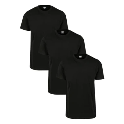 Image de Urban Classics Lot de 3 t shirts basiques pour homme, différentes couleurs, taille S à 5XL, Noir/noir, 3XL