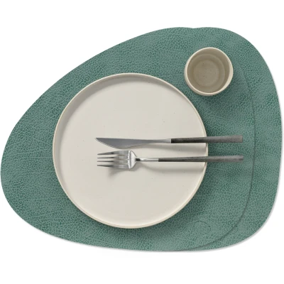 Afbeelding van LIND DNA Placemats Hippo Leer Pastel Green Curved 44 x 37 cm 2 Stuks