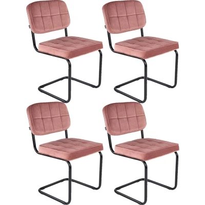 Afbeelding van Kick buisframe stoel Ivy roze set van 4