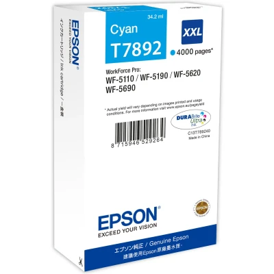Afbeelding van Epson T7892 C13T789240 Inktcartridge Cyaan
