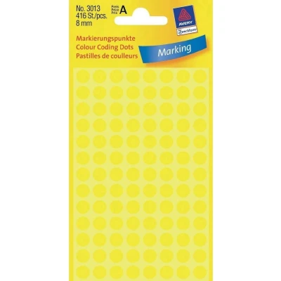 Afbeelding van Avery 3013 Ronde Etiket 8mm Geel 1 2d