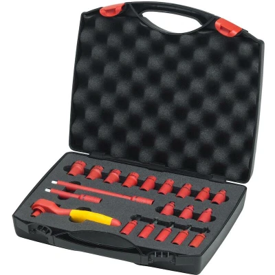 Afbeelding van Wiha Ratelsleutelset geïsoleerd 1/4 21 delig incl. koffer 43025