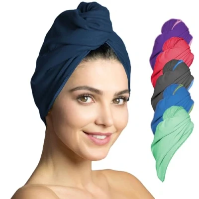Afbeelding van Haartulband van microvezel, speciale tulbandhanddoek voor zacht en snel drogen, haarhanddoek gemengde volwassenen, 2 stuks, marineblauw