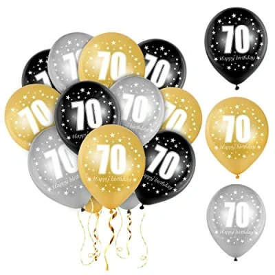 Afbeelding van Bluelves 70e verjaardag ballon, ballon mannen, 70 latex zwart zilver goud decoratie man vrouw 30 stuks en