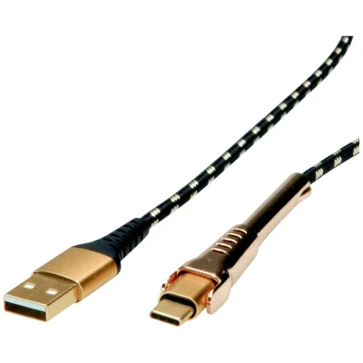 Afbeelding van ROLINE GOLD USB 2.0 synchronisatie en oplaadkabel, A/USB C, met steun, 1 m