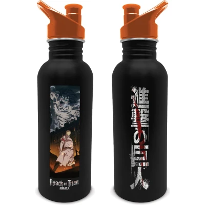 Afbeelding van Pyramid International Attack On Titan metalen waterfles (seizoen 4 design), 540 ml, en waterfles, officieel product, zwart
