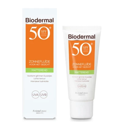 Afbeelding van Biodermal Zonnefluïde Gezicht Matterend SPF50+