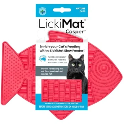 Afbeelding van Lickimat Casper Slowfeeder Voor De Kat Tegen Schrokken Kattenvoerbak Roze