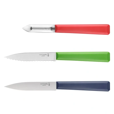 Afbeelding van Opinel TRIO Les Essentiels+ keukenset 3 delig RVS/kunststof