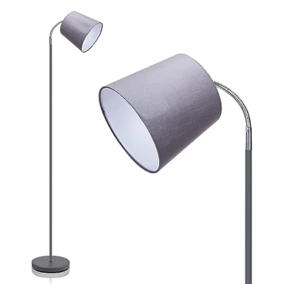 Afbeelding van Aigostar Vloerlamp voor woonkamer, vintage, woonkamerlamp met voetschakelaar en lampenkap, grijs, halogeen, booglamp, lamp niet inbegrepen, compatibel E14 ledlampen, ideaal