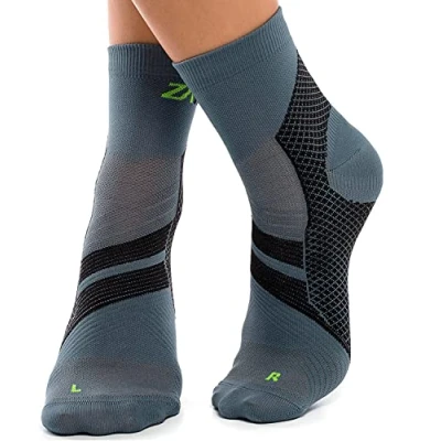 Afbeelding van ZaTech Compressiesokken voor plantaire fasciitis, ondersteuning van hiel, enkel en voetboog., Grijs/Zwart