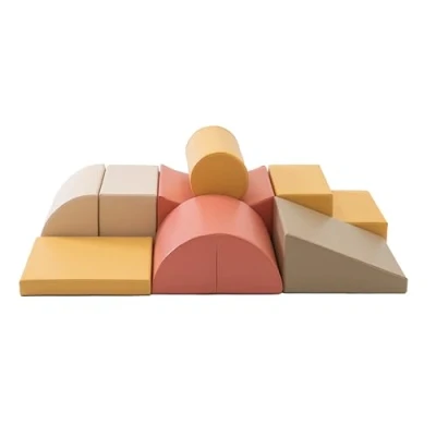 Afbeelding van Set van 8 foam blokken/speelkussens (pastelroze/beige/honinggeel/duifgrijs)