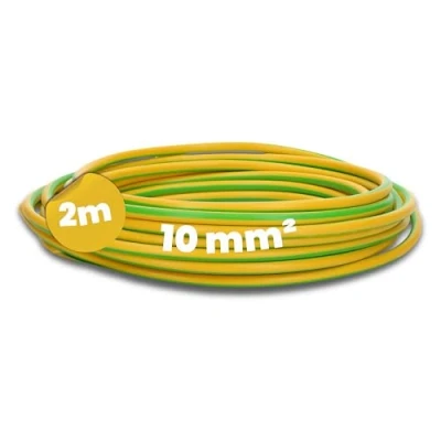 Afbeelding van Kalitec Kabelkabel H07V K 10 mm² groen/geel 2 m flexibel streng fijndradige bedrading enkele kabel voor schakelkast schakeldraad