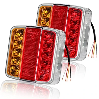 Afbeelding van AOHEWEI 2 stuks achterlichten voor aanhangers, 18 leds, 12 V, knipperlicht, remlicht, reflectoren, IP67 waterdicht, multifunctioneel, aanhanger, vrachtwagen, caravan, bestelwagen, met E keurmerk