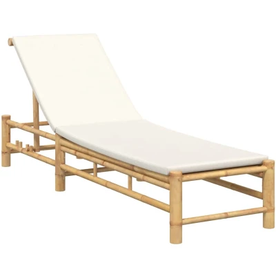 Afbeelding van vidaXL Ligstoel met kussens 55x199x30 cm bamboe