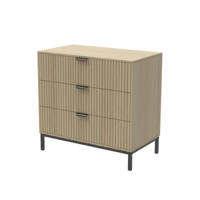 Afbeelding van Vicco Dressoir Lennox, Eiken/Zwart, 72 x 69 cm met 3 laden