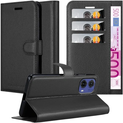 Afbeelding van Cadorabo Hoesje geschikt voor Motorola MOTO G85 in PHANTOM ZWART Beschermhoes met magnetische sluiting, standfunctie en kaartvakje Book Case Cover Etui