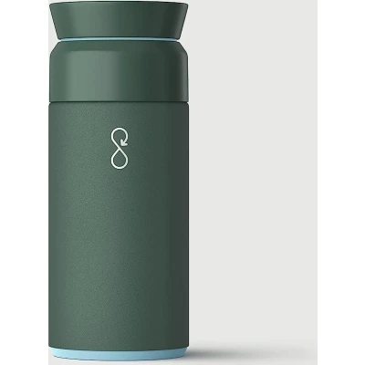 Afbeelding van Thermoskan van gerecycled roestvrij staal milieuvriendelijk en herbruikbaar bosgroen 350 ml