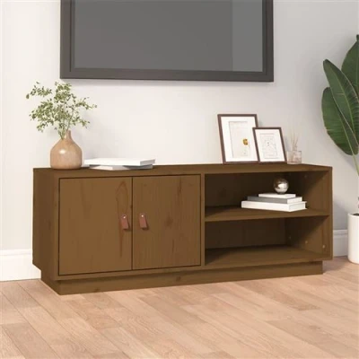 Afbeelding van Tv meubel 105x34x40 cm massief grenenhout honingbruin