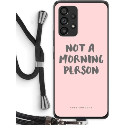 Afbeelding van Case Company® hoesje met Koord geschikt voor Samsung Galaxy A53 5G Morning person Telefoonhoesje Zwart Bescherming aan alle Kanten en Over de Schermrand