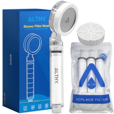 Afbeelding van ALTHY Pommeau de douche avec Filtre Douchette spa haute pression à eau pour éliminer le chlore et les métaux lourds rechange inclus