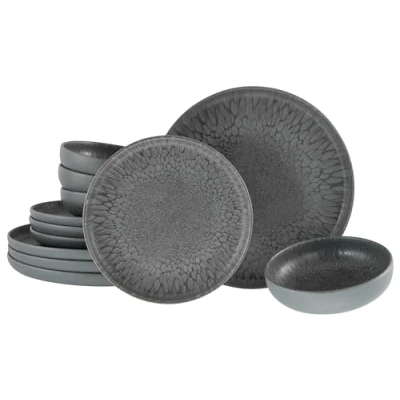 Afbeelding van CreaTable, Uno Volcano Series 21621 12 delig tafelservies van aardewerk, vaatwasser en magnetronbestendig, gemaakt in Portugal