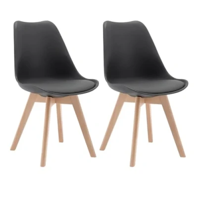 Afbeelding van WOLTU 2 X Eetkamerstoelen Keukenstoel in kunstleer en massief hout,Eetstoel Grijs BH29gr